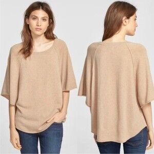 Joie Jolena Cashmere and Wool Poncho Sweater in  Camel  S